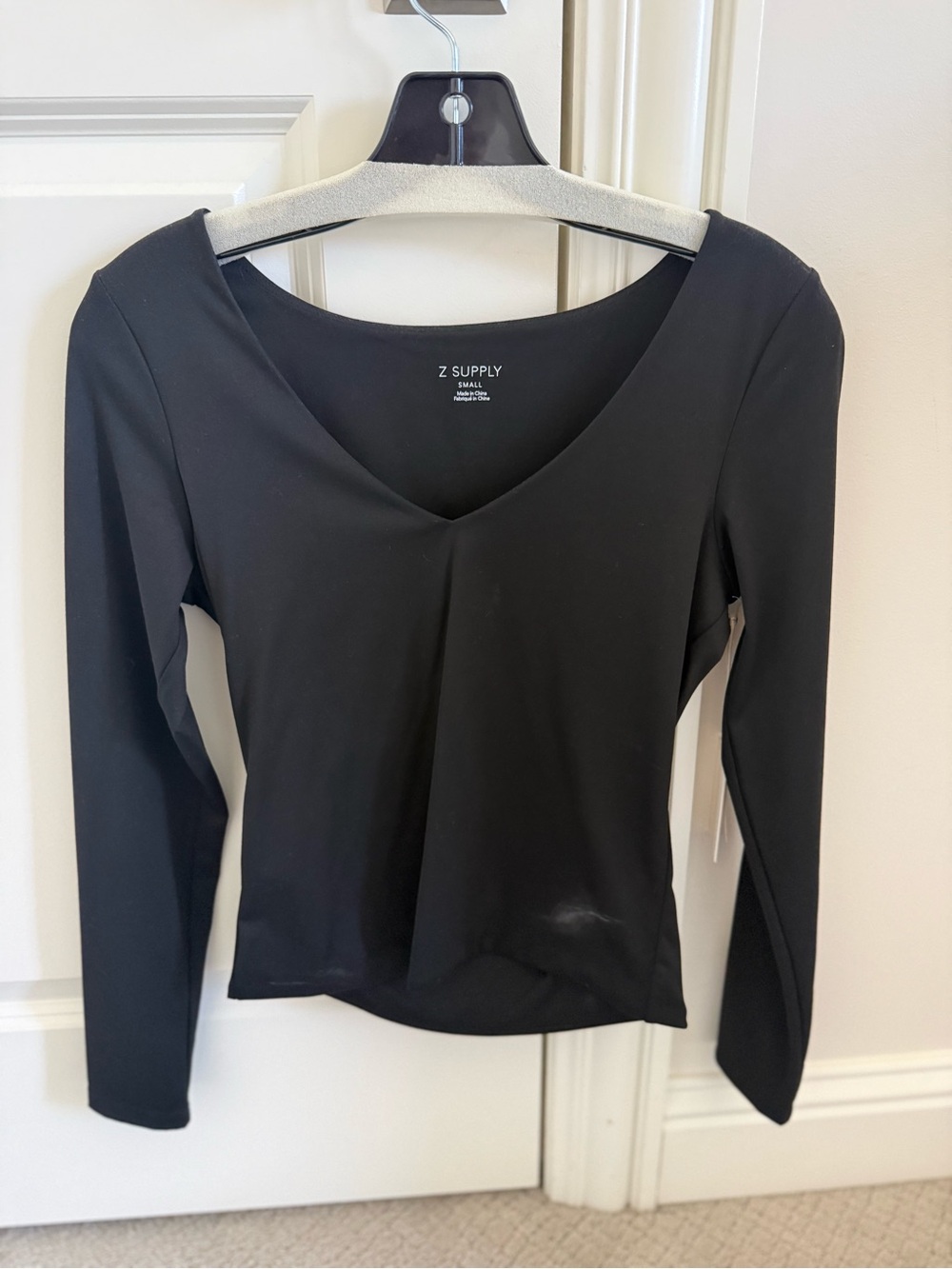 Z Supply Black Long Sleeve V-Neck Top